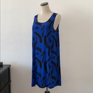Vintage Sezane blue + black abstract dress S